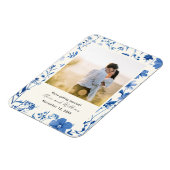 Magnet Flexible Photo Rustic Blue Fleur sauvage Enregistrer la dat (Côté Gauche)