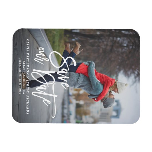 Magnet Flexible Photo Rustique Lettrage à la main Enregistrer notr (Horizontal)