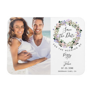 Magnet Flexible Photo Save the Date Elegant Floral Garland