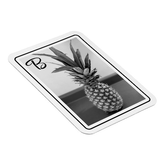 Magnet Flexible Photo simple d'un ananas avec une initiale unique (Côté Droit)
