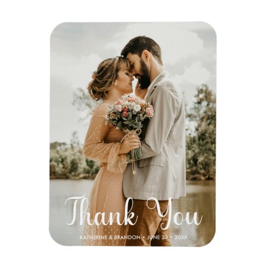 Magnet Flexible Photo simple Mariage Ajouter des noms et Merci de (Vertical)
