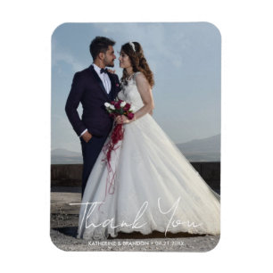 Magnet Flexible Photo simple Mariage Ajouter des noms et Merci de 
