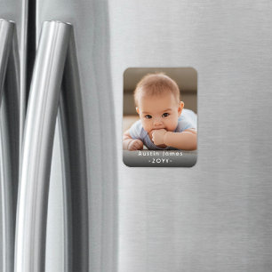 Magnet Flexible Photo & Simple White Text Unique Modern Keepsake