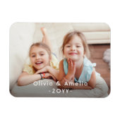 Magnet Flexible Photo & Simple White Vintage Typography Keepsake (Horizontal)