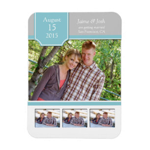 Magnet Flexible Photo turquoise et gris Enregistrer l'aimant Date