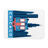 Magnet Flexible Photo Vintage voyage de Chicago Skyline (Horizontal)