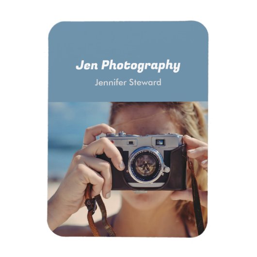 Magnet Flexible Photographe bleu sur mesure (Vertical)