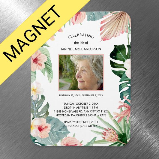 Magnet Flexible Photographie de célébration de la vie à fleurs tro