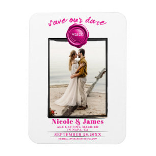 Magnet Flexible Photographie de mariage avec sceau de cire rose ch
