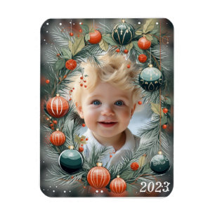 Magnet Flexible Photographie de Noël Vacances vertes personnalisée