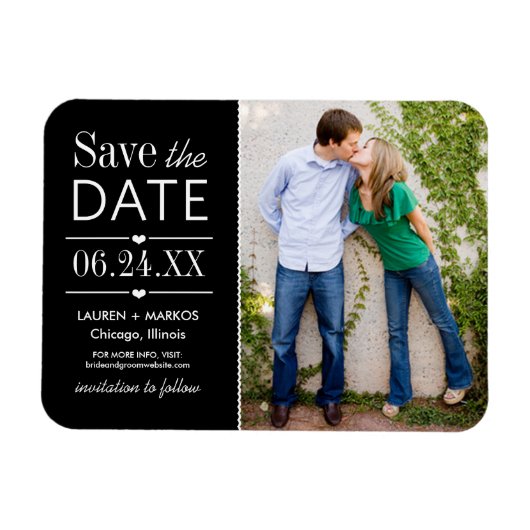 Magnet Flexible Photographie du Mariage des Coeurs noirs modernes  (Horizontal)