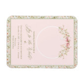 Magnet Flexible Photos de Noël rose Floral Faire-part bébé (Horizontal)