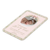 Magnet Flexible Photos de Noël rose Floral Faire-part bébé (Côté Gauche)