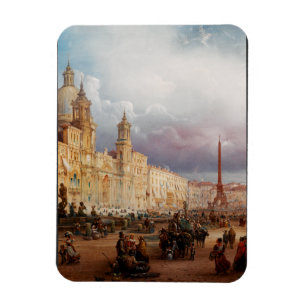 Magnet Flexible Piazza Navona Marché de Rome Années 1850 Art
