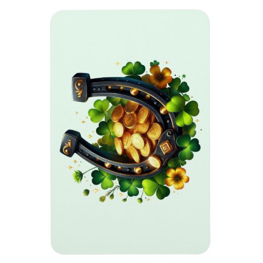 Magnet Flexible Pièces en or Lucky Horseshoe et Clover (Vertical)