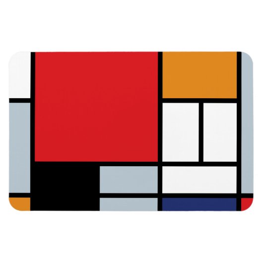 Magnet Flexible Piet Mondrian - Composition avec un grand plan rou (Horizontal)