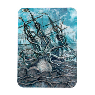 Magnet Flexible Pieuvre géante Mer Bleue Monstre Voilier