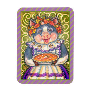 MAGNET FLEXIBLE PIG & ACORN PIE, MERCI FABRIQUÉ AVEC AMOUR