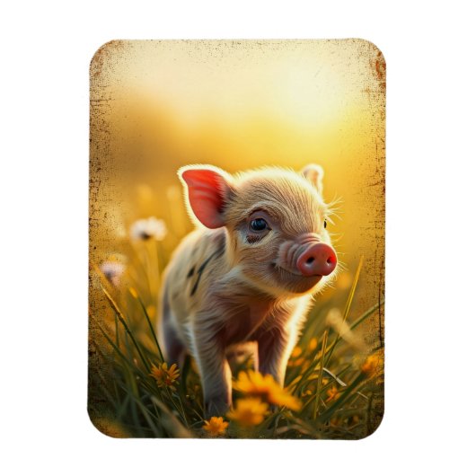 Magnet Flexible Piglet au coucher du soleil (Vertical)