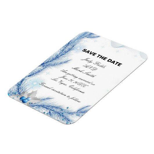 Magnet Flexible Pine Bleue Hiver Mariage de Noël Enregistrer la da (Côté Gauche)