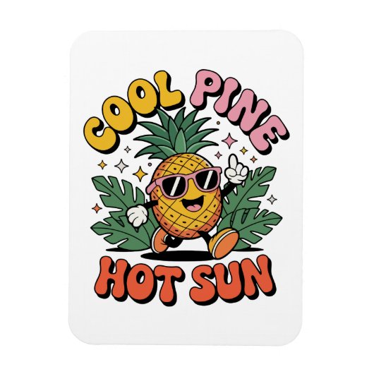 Magnet Flexible Pine Cool Soleil Chaud Vibes Rétro Ananas Été (Vertical)