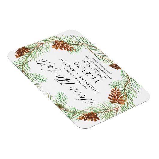 Magnet Flexible Pinecone Winter Rustique Enregistrer les dates Mag (Côté Droit)