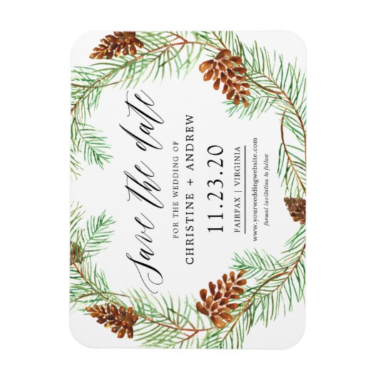 Magnet Flexible Pinecone Winter Rustique Enregistrer les dates Mag (Vertical)
