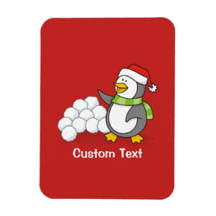 Magnet Flexible Pingouin de Noël avec boules de neige agitant