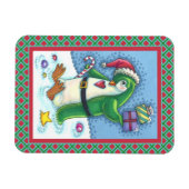 MAGNET FLEXIBLE PINGOUIN DE NOËL FRAÎCHE EN VERT, VACANCES (Horizontal)