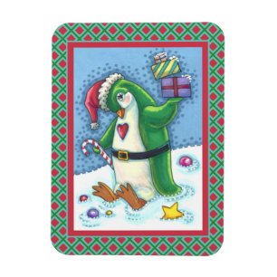 MAGNET FLEXIBLE PINGOUIN DE NOËL FRAÎCHE EN VERT, VACANCES