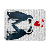 Magnet Flexible Pingouins Avec Coeurs D'Amour (Horizontal)