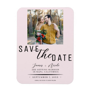 Magnet Flexible Pink Blush Enregistrer la date Mariage photo