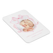 Magnet Flexible Pink Bow Photo Baby Girl Faire-part (Côté Droit)