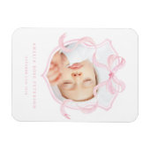 Magnet Flexible Pink Bow Photo Baby Girl Faire-part (Horizontal)