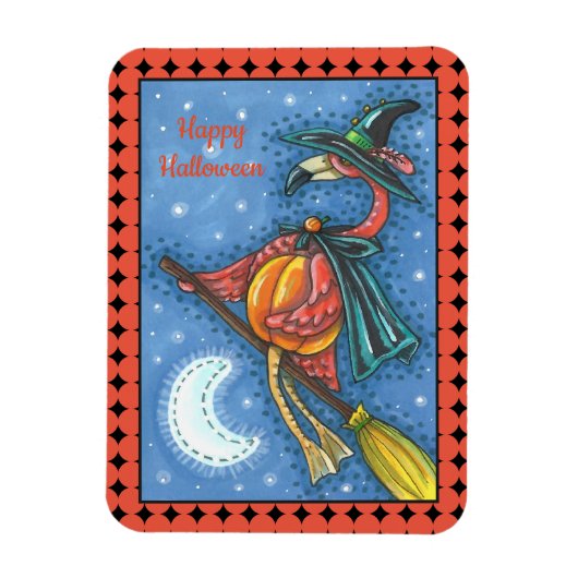 MAGNET FLEXIBLE PINK FLAMANT ROSE WITCH, VOL AU-DESSUS DE LA LUNE (Vertical)