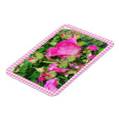 Magnet Flexible Pink Gingham Plaid Rose Garden Photo (Côté Gauche)