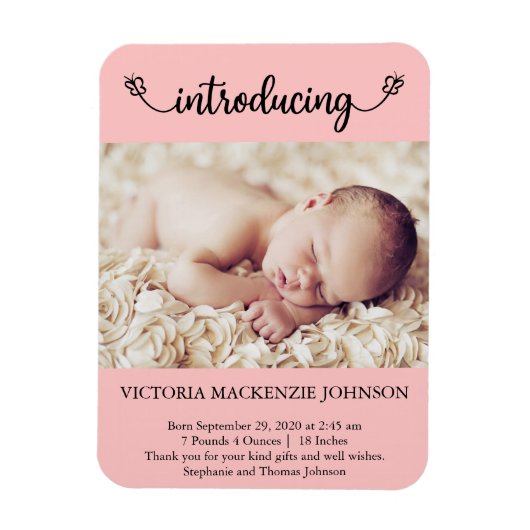 Magnet Flexible Pink Introduit Les Papillons De Naissance De Fille (Vertical)