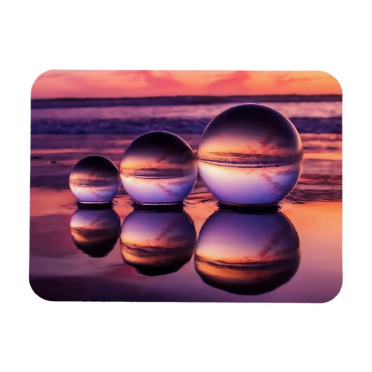Magnet Flexible Pink Lensball California Beach Sunset (Horizontal)