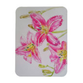 Magnet Flexible Pink Lilies Aquarelle Carte d'anniversaire (Vertical)