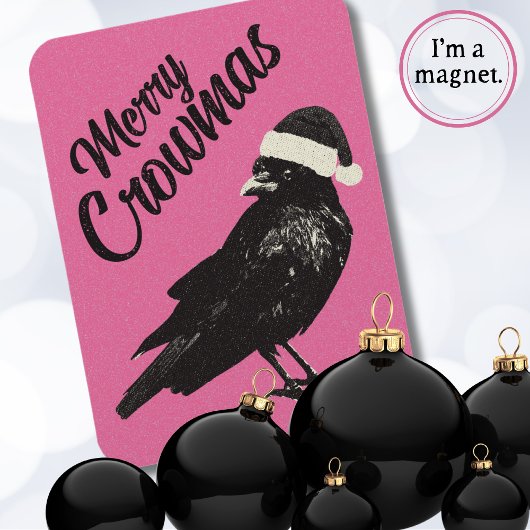 Magnet Flexible Pink Merry Crowmas Christmas Holiday