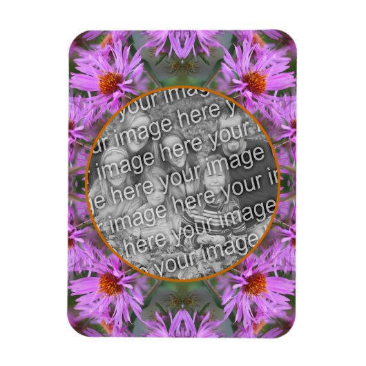 Magnet Flexible Pink New England Aster Flowers Ajouter Votre Photo (Vertical)