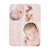 Magnet Flexible Pink Photo Collage bébé fille Faire-part de naissa (Vertical)