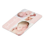 Magnet Flexible Pink Photo Collage bébé fille Faire-part de naissa (Côté Gauche)