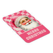 Magnet Flexible Pink Retro Santa Claus Pink Tartan Plaid Noël (Côté Droit)