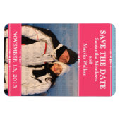 Magnet Flexible Pink Simple Chic Photo Enregistrer l'aimant Date (Horizontal)