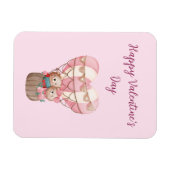 Magnet Flexible Pink Valentine's Day en peluche ours montgolfière  (Horizontal)