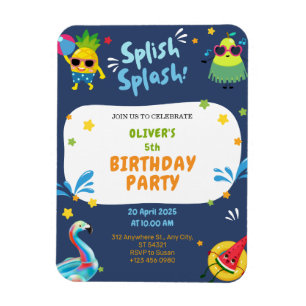 Magnet Flexible Piscine d'été colorée Invitation de fête d'anniver