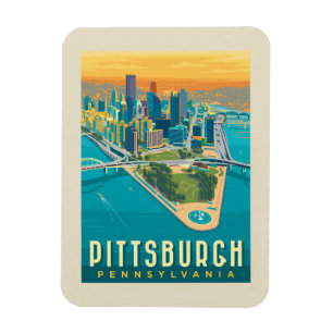Magnet Flexible Pittsburgh, PA   Vue oeil d'oiseau
