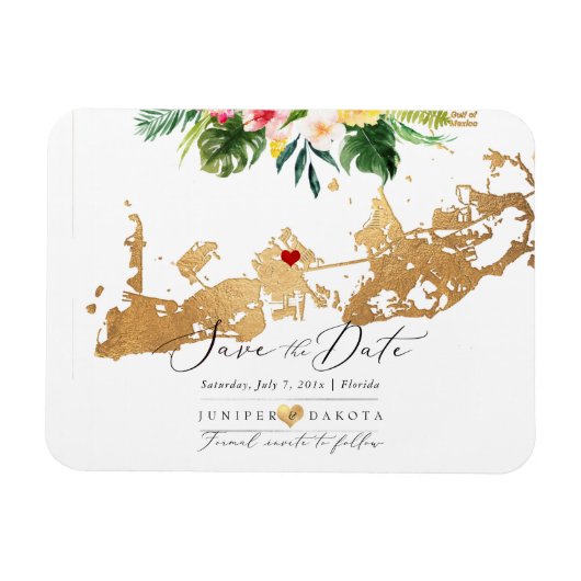 Magnet Flexible PixDezines Elegant Gold Key West Map, DO-IT-YOURSE (Horizontal)