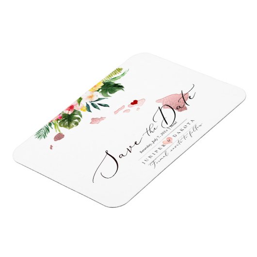 Magnet Flexible PixDezines Elegant Hawaiian Map Enregistrer la dat (Côté Gauche)